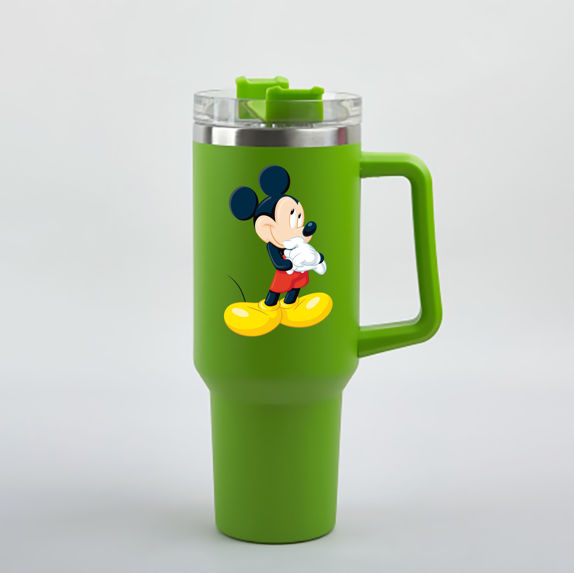（画像用） ミッキーマウス Mickey Mouse 1200mL車用タンブラー - クリスタルステッカー（プラスチックストロー付き）
